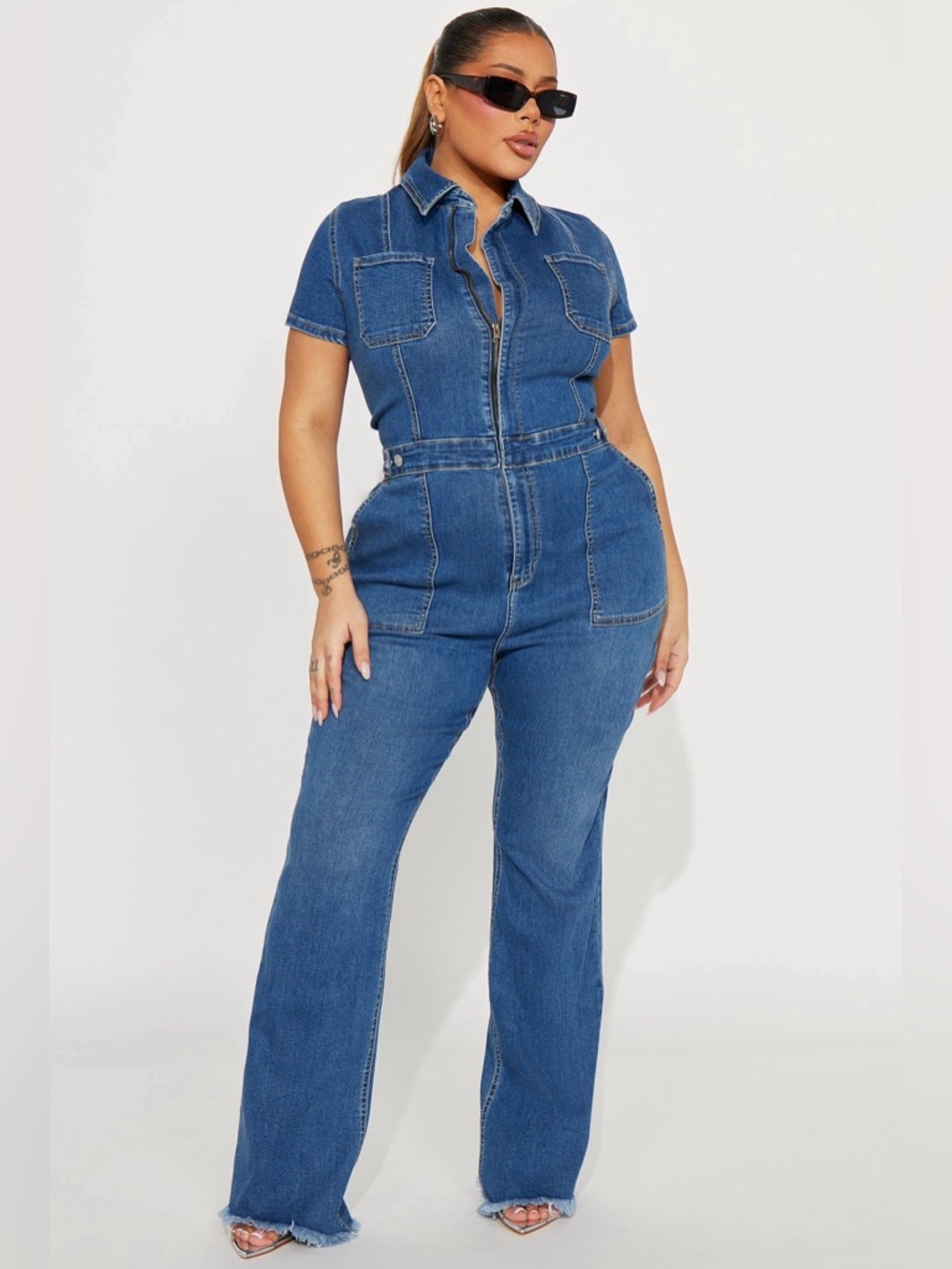 Classic Blue Denim Jumpsuit - Women's